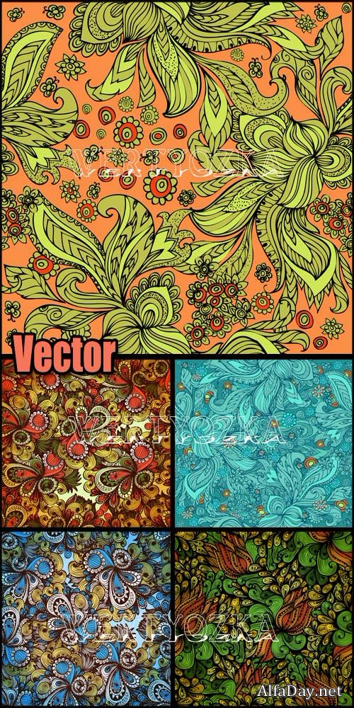 ���� � ���������� ������ ������� / Background with colorful bright patterns - vector clipart