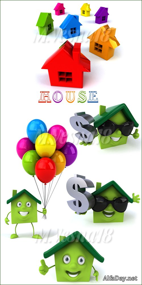 ��� - ����������� 3D �� ����� ����, ���� ���� / House, building 3D - stock photo