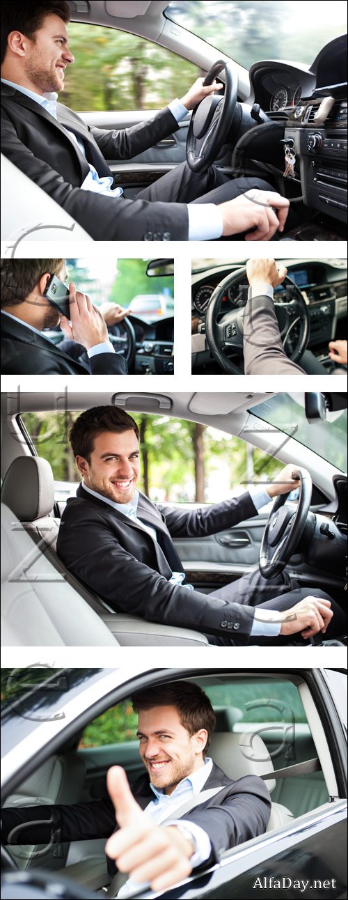 ������� �� ���� ������ / Man driving his car - stock photo