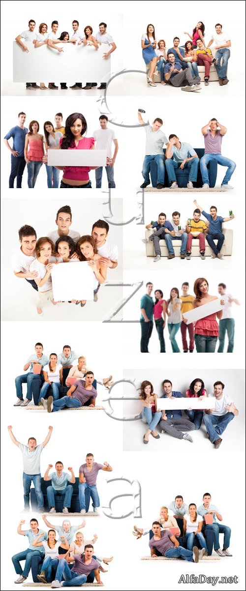 ���� � ������ ���������, 8 / People with white banners, 8 - stock photo