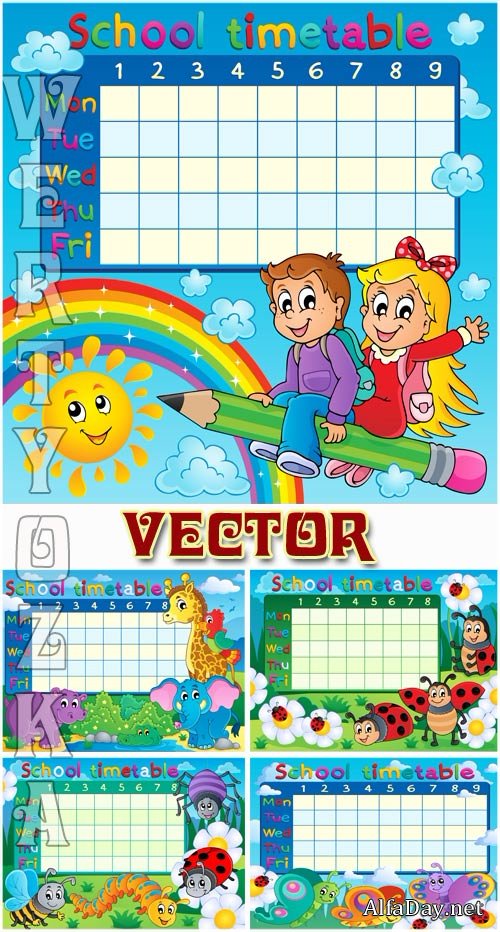 �������� ���������� / School timetable - Vector clipart
