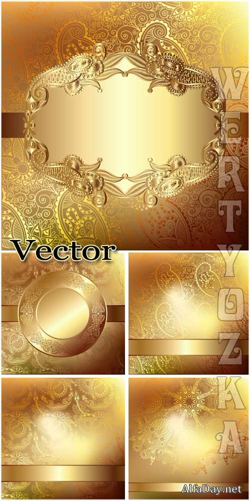 ������� ��������� ���� � ��������� ������� / Golden vector backgrounds with beautiful ornaments