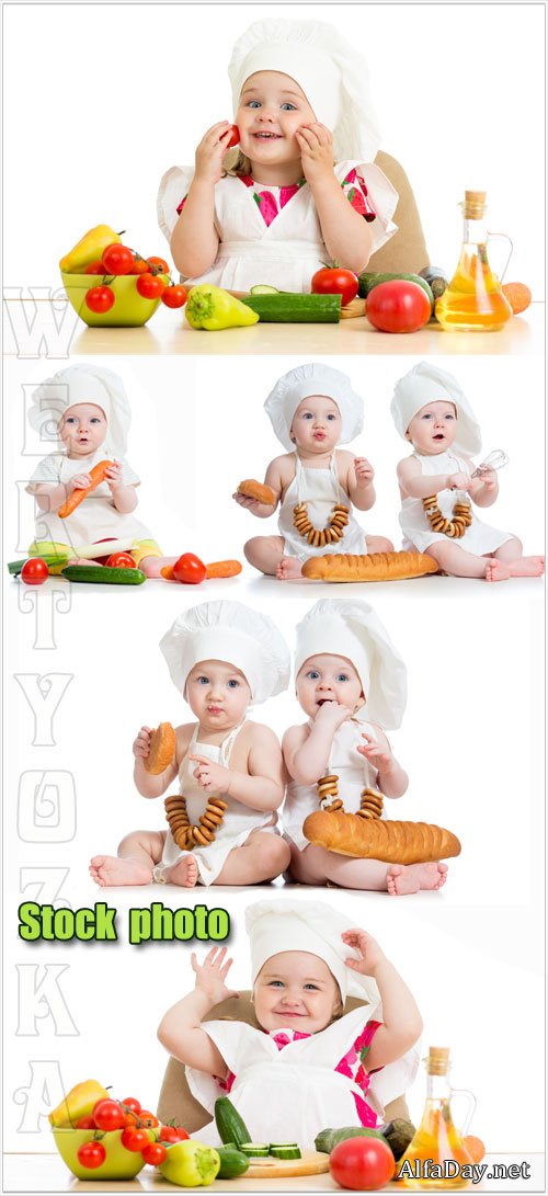 ���� � �������� ������� / Children and food - Raster clipart