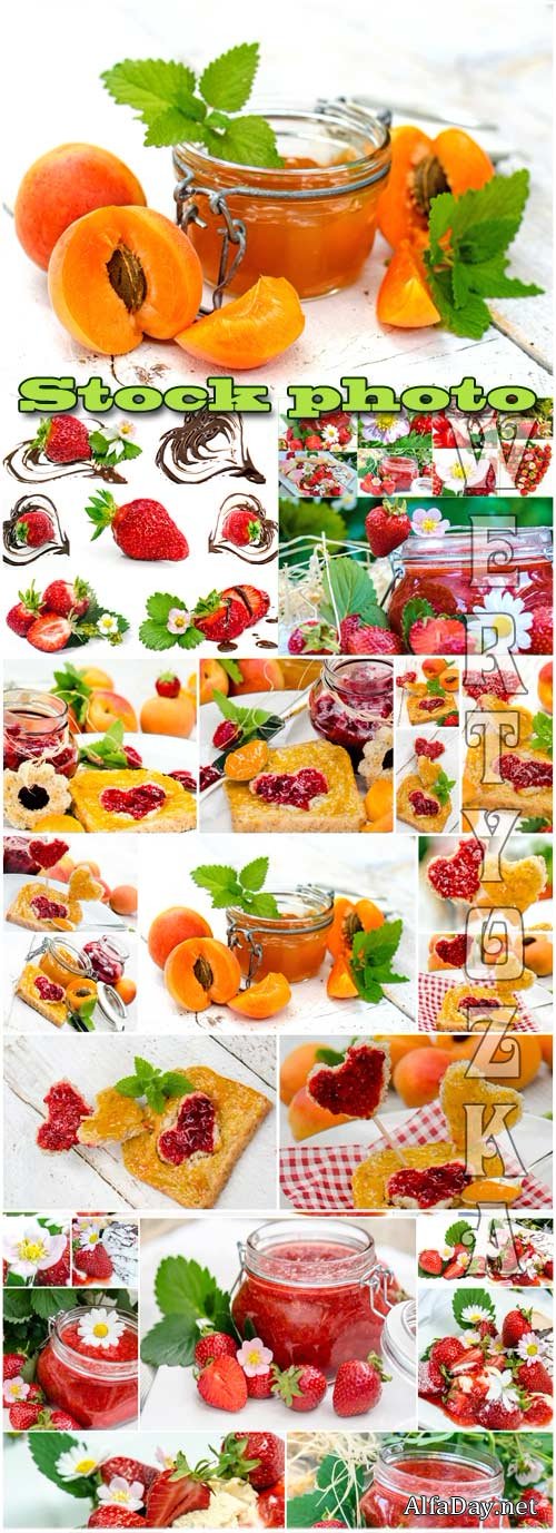 �����, �������� � ������� / Berries, strawberries and apricots - Raster clipart