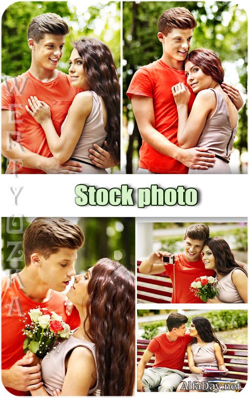 ������� ���������� ����, ������� � ������� / Young couple in love, man and woman - Raster clipart