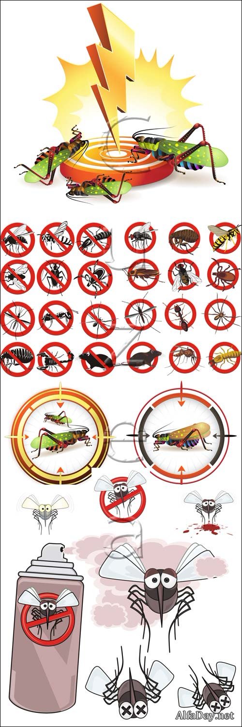 ������ � ���������� � ��������� / Fight against insects and pests - vector stock