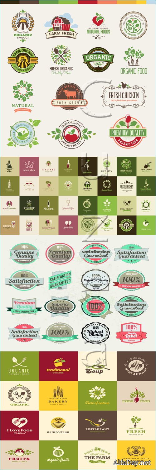 Organic colections of labels - vector stock