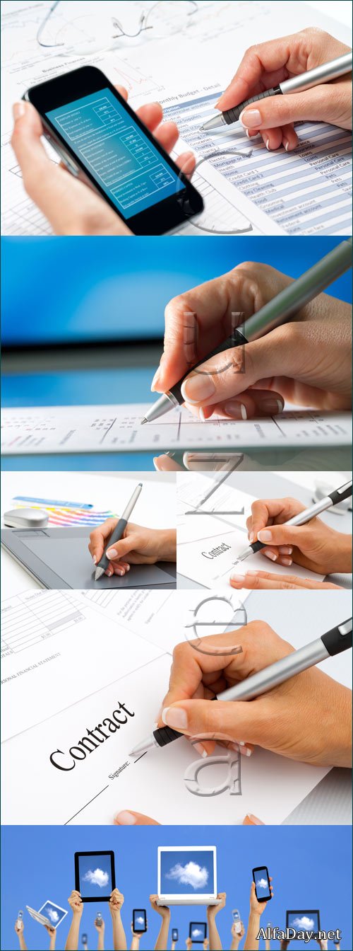 Hands and phone - stock photo