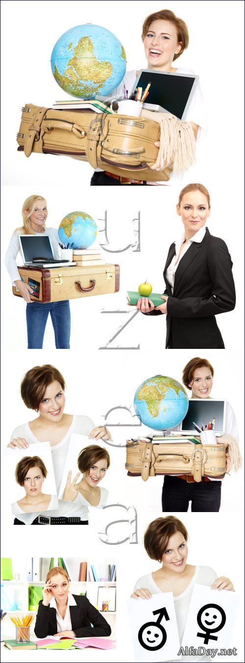 Womans ang globe - stock photo