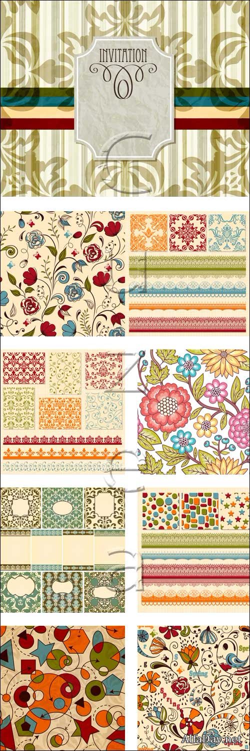 Vintage color ornaments - vector stock