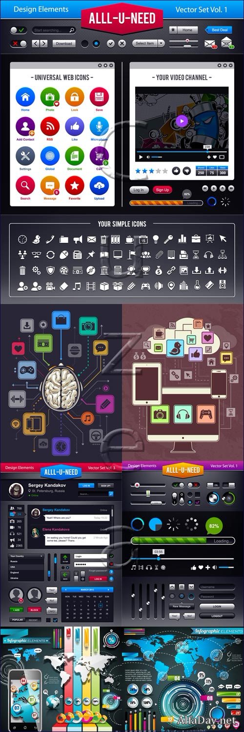 Infographic collection, 68 - vector stock