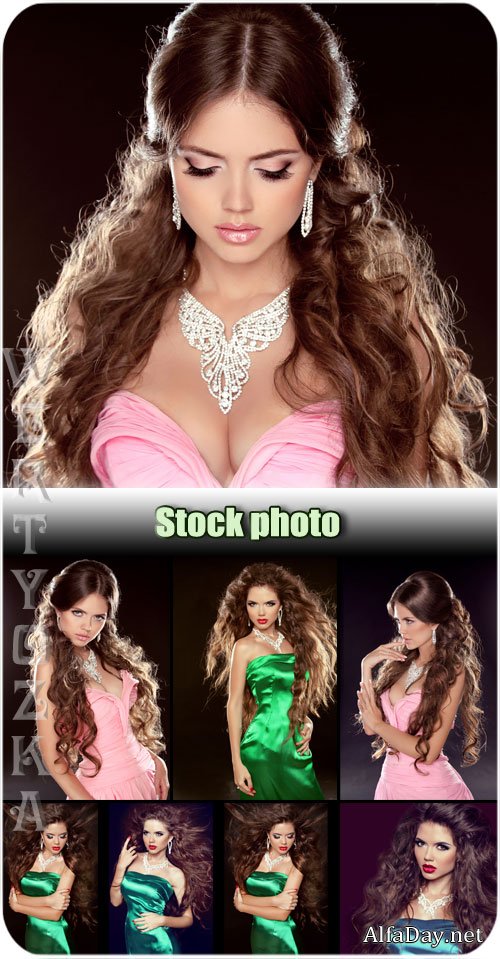�������� ������� � �������� �������� / Gorgeous girl with long hair - Raster clipart