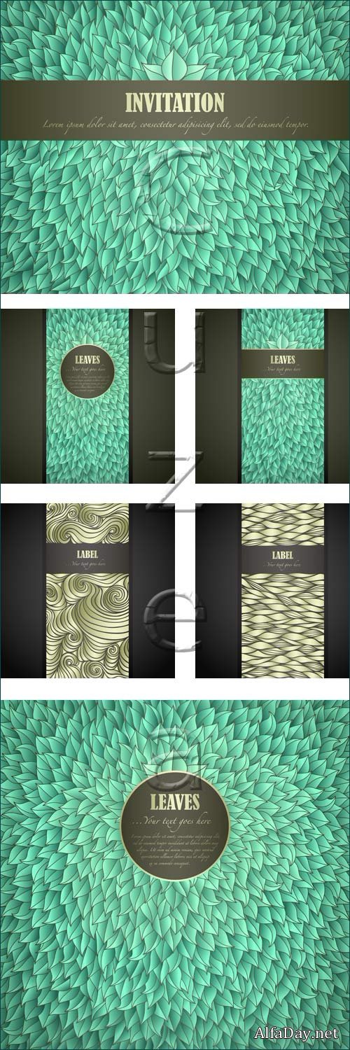 Vintage green backgrounds and banners - vector stock