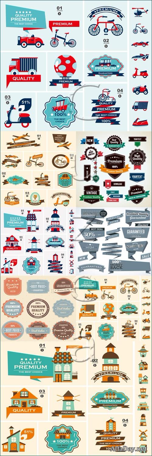 Vintage obiects and label with inscriptions - vector stock