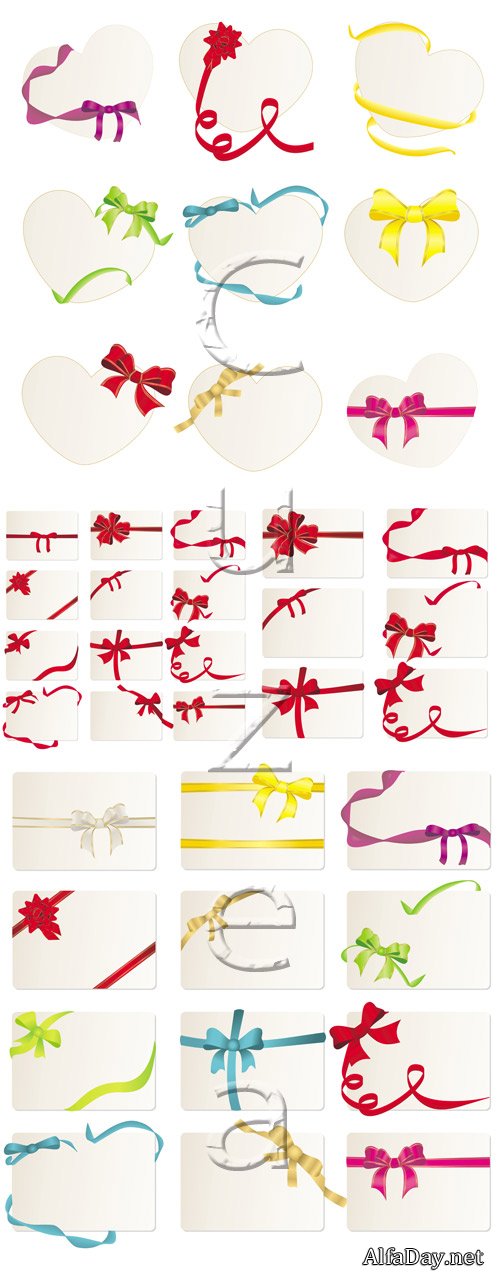 Stickers with color ribbons - vector stock