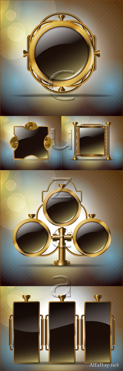 Technology banner with metal gears -  vector stock