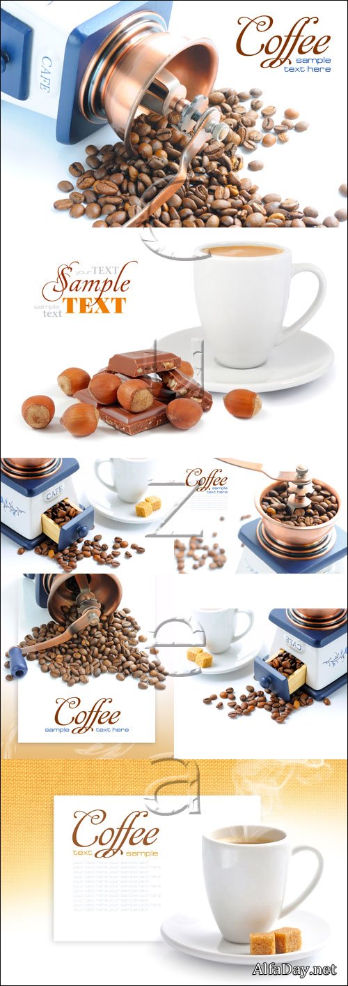 Coffee blackgrounds and cups - stock photo