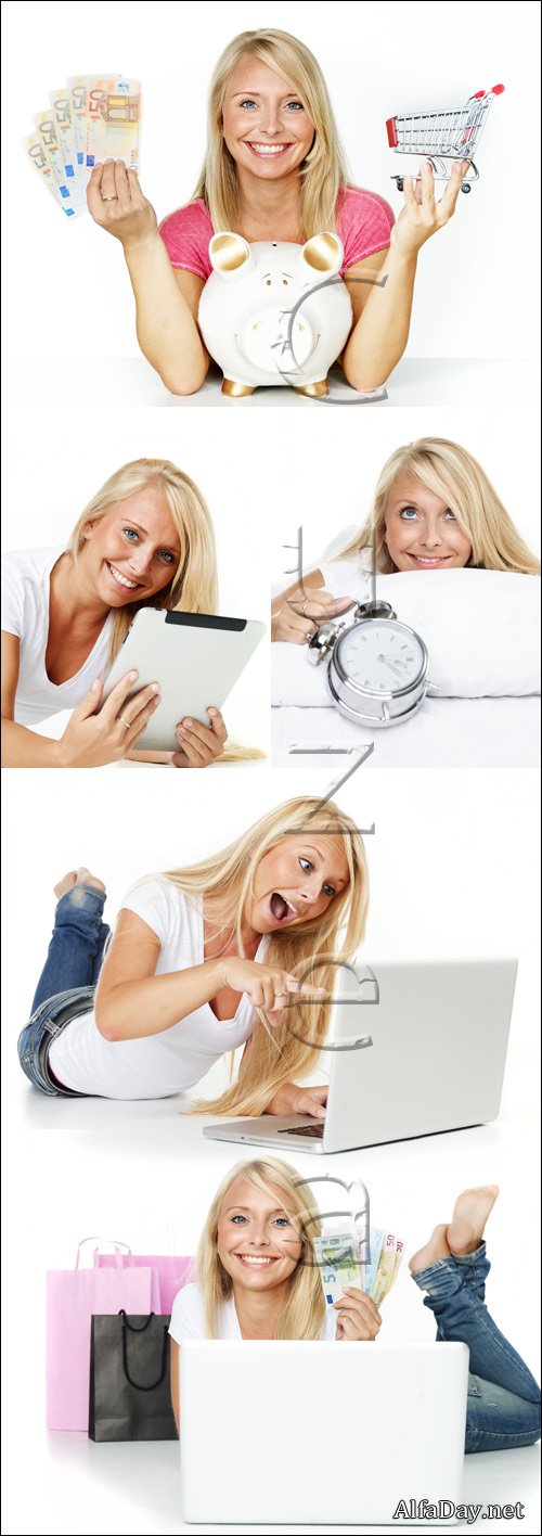 Business girl on white, 10 - stock photo