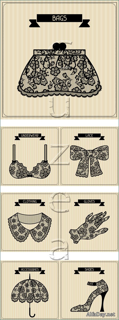 Vintage elements for lady - vector stock