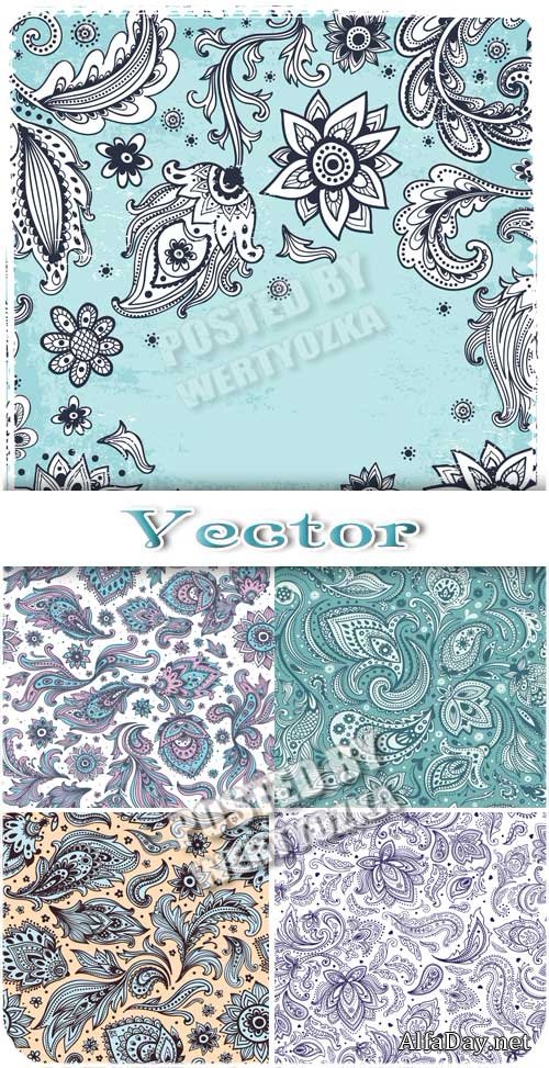��������� ���� � ���������� �������, ����� � ������ / Vector background with floral patterns
