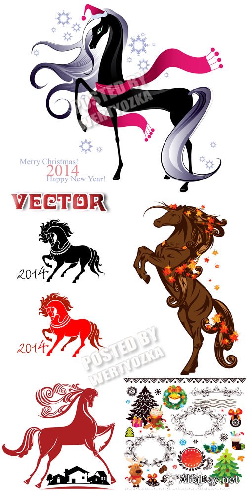 ������ ������ 2014 ���� /  Horses symbol 2014 - vector clipart