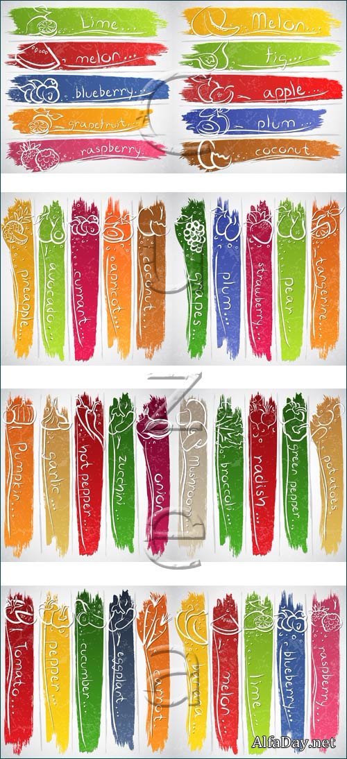 Vegetable color banners - vector stock