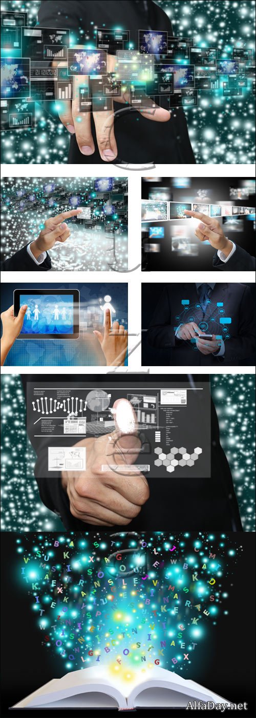 Hand press picture - stock photo