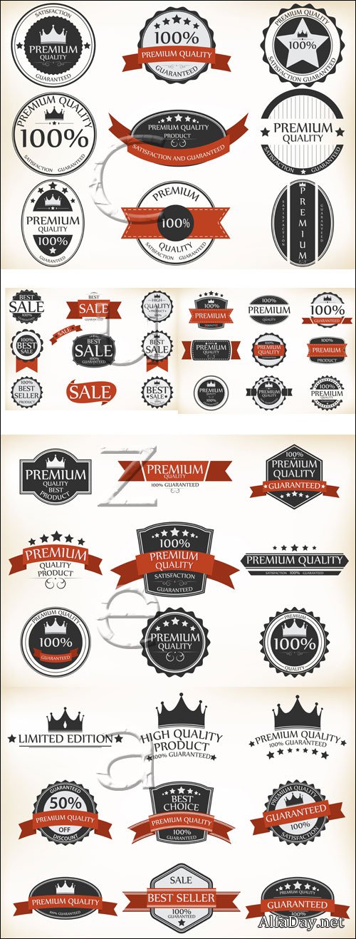 Labels for sale with ribbons - vector stock