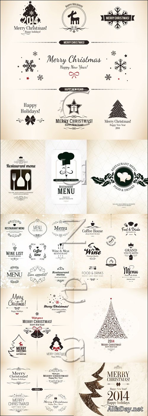 Menu inscriptions 2014 - vector stock