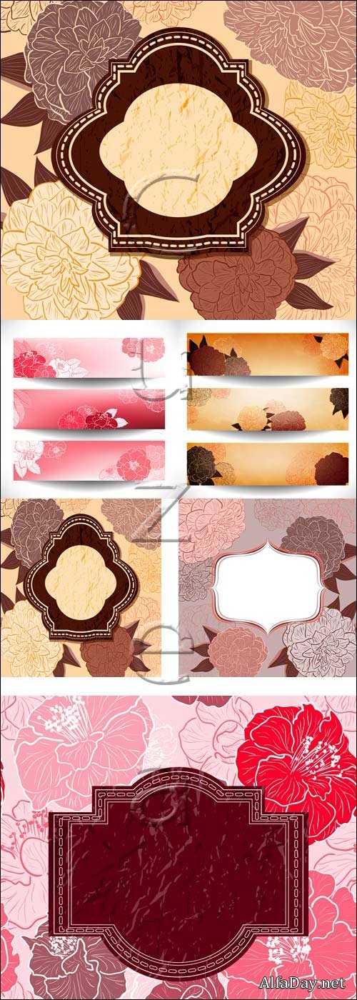 Floral banners for invitation - vector stock