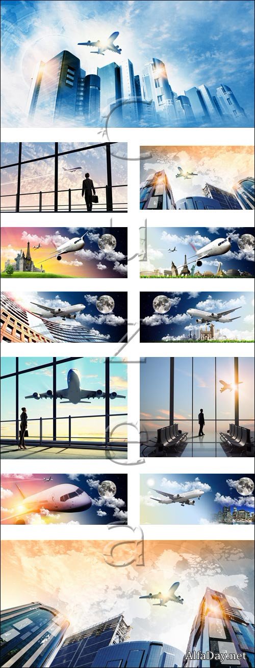 Plane collage stock photo