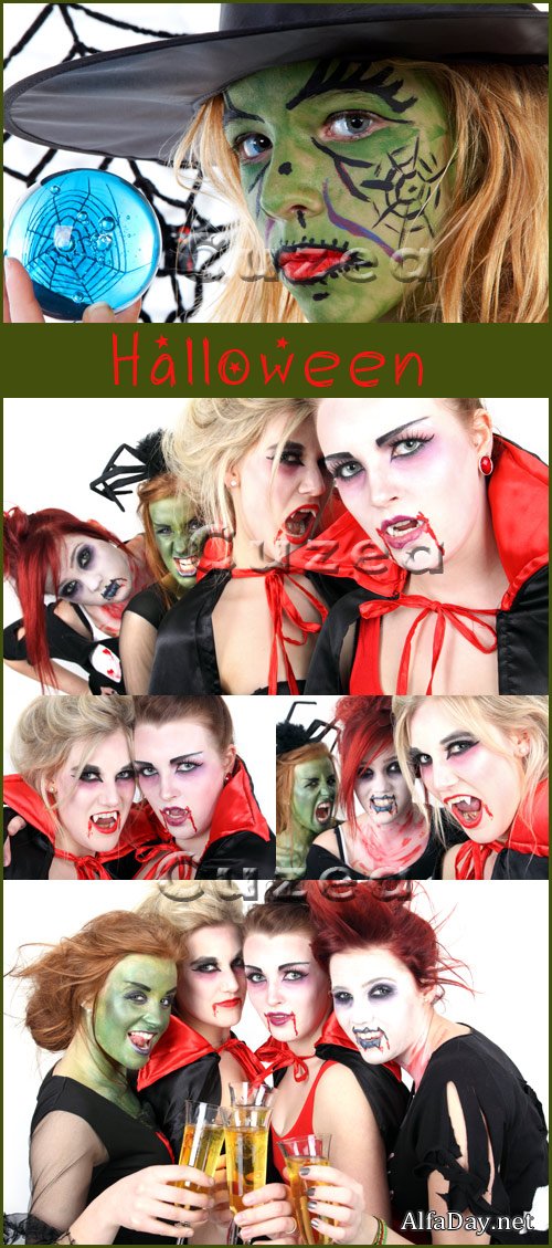 Halloween girls, 2 - stock photo