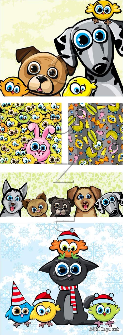 Cartoons animals - vector stok