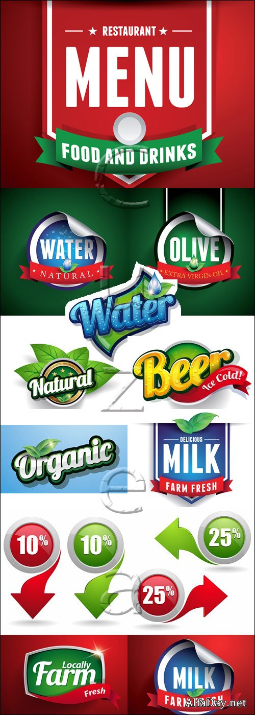 Stickers and menu - vector stock