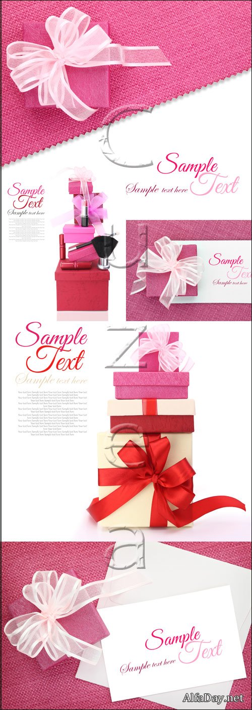 Gifts with ribbons - stock photo