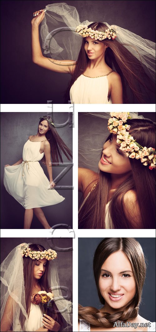 Bride on dark background - stock photo