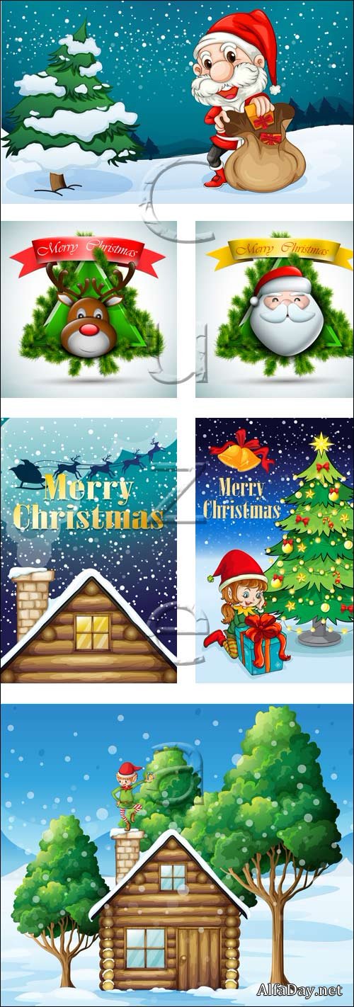 Christmas backgrounds with Santa - vector stock