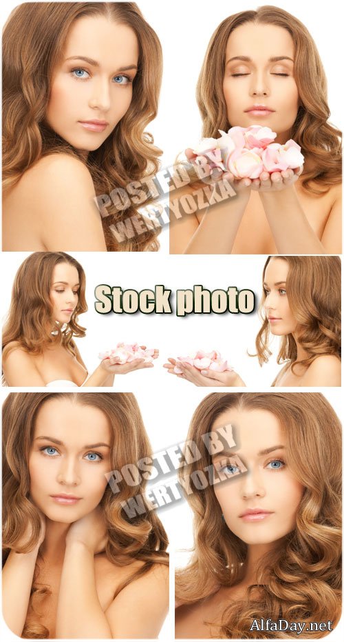 ������� � ���������� ���������� / Girl with flower petals - stock photos