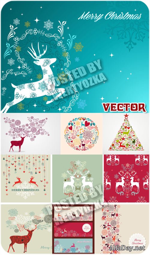 ��������� ���������� ���� � ������� / Vintage Christmas background - vector stock