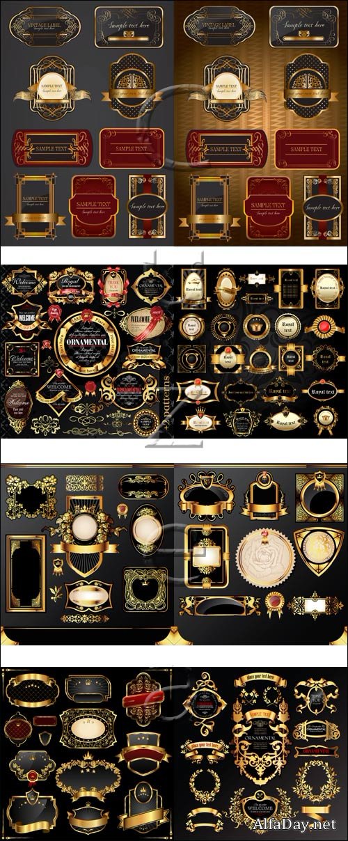 Gold vintage labels collection, 15 - vector stock