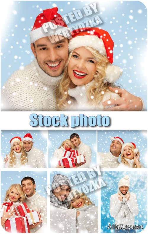 ������ ����, ������� � ������� ����� / Winter couple, man and woman in winter - stock photos