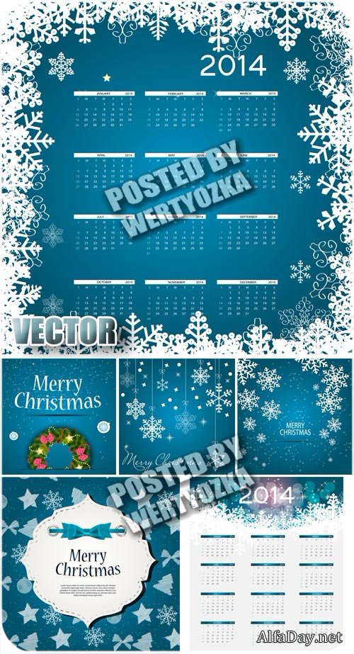 ���������� ��������� 2014, ���� / New year calendar 2014, backgrounds - stock vector