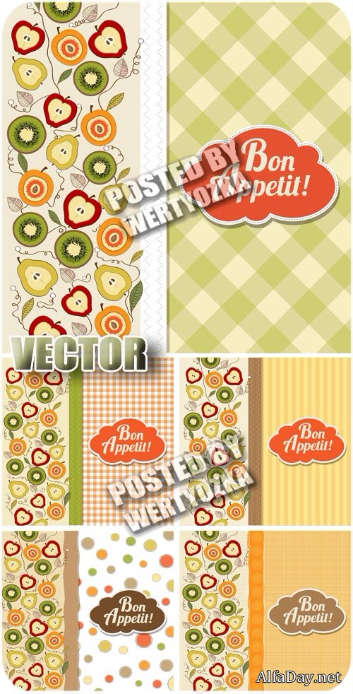 ������� ��� ����  � �������� / Cover for menu with fruits - vector stock