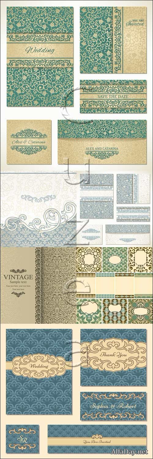 Wedding vintage invitation, 22 - vector stock
