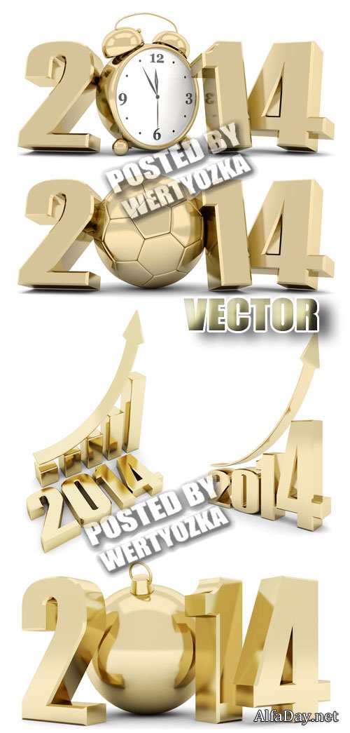������� ������� 2014 / Gold lettering 2014 - stock photos