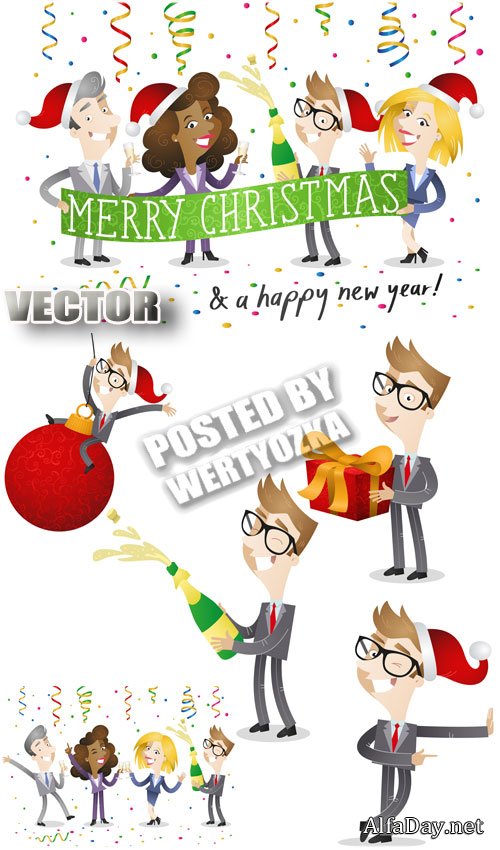 ���� ��������� ����� ��� / People celebrate the new year - stock vector