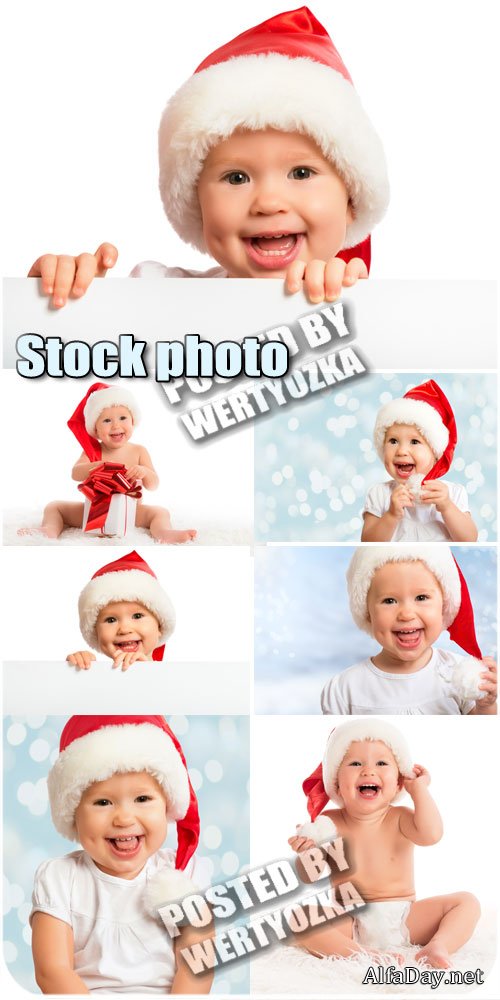 ����� � ����� ����� / Kid in Santa hats - stock photos