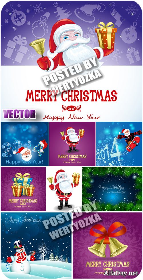 ����� ����� � ��������� / Santa Claus with gifts - vector stock