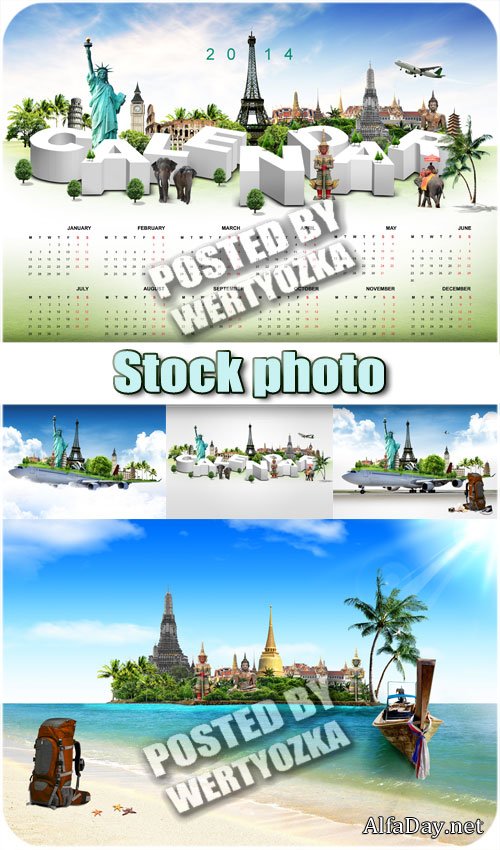 �����������, ��������� �� 2014 ��� / Travel, calendar for 2014 - stock photos