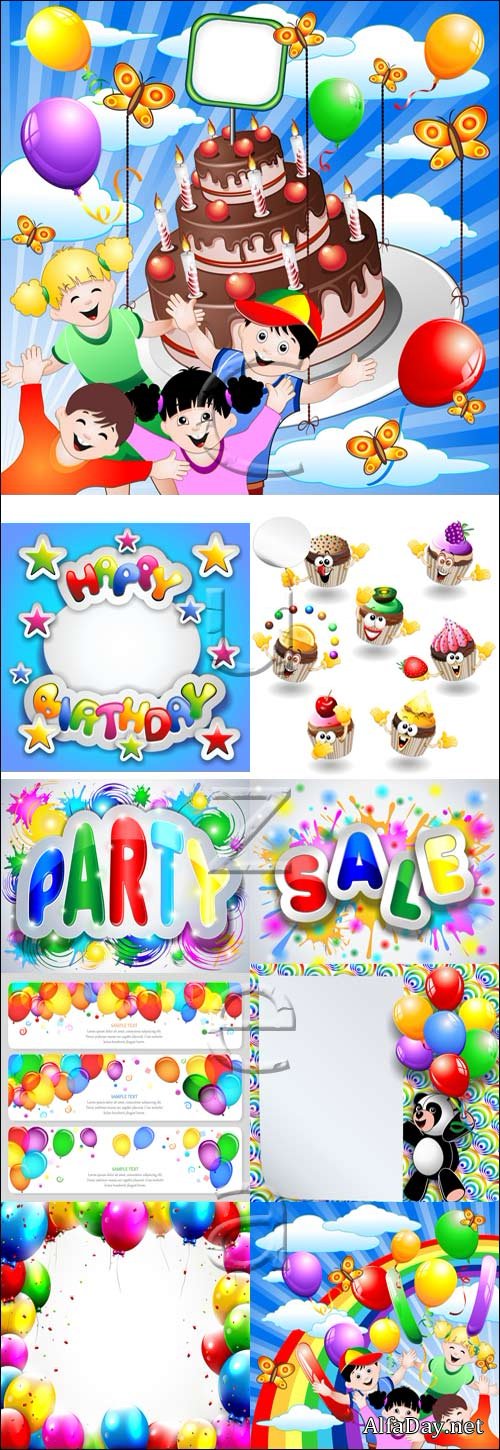 Happy birthday vector backgrounds, 30